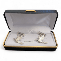 Sterling Silver Cartridge and Pheasant Cufflinks