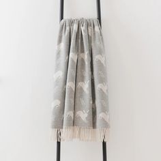 Remony Hare on Grey Merino Wool Throw