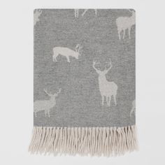 Remony Stag on Grey Merino Wool Throw alternative