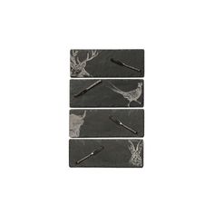 The Just Slate Company 4 Mini Slate Cheese Boards and Knife Set - Country Animals alternative