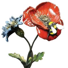 Poppy with Cornflower &amp; Bee Bronze Sculpture alternative