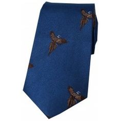 Soprano Flying Pheasants On Blue Ground Country Silk Tie alternative