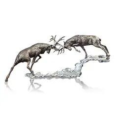 Richard Cooper Limited Edition Dawn Duel - Rutting Stags Bronze Sculpture