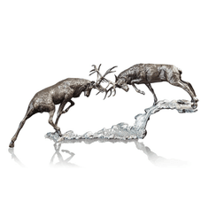 Richard Cooper Limited Edition Dawn Duel - Rutting Stags Bronze Sculpture