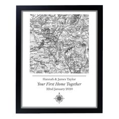 Personalised 1805 - 1874 Old Series Map Compass Black Framed Print alternative