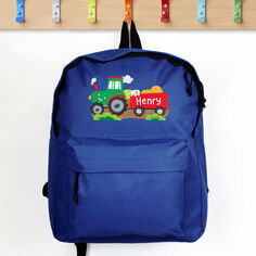 Personalised Farm Tractor Blue Kids Backpack