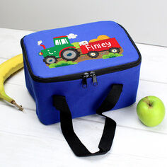 Personalised Farm Tractor Blue Kids Lunch Bag