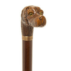 Brown Dog Head on a Brown Beech Shaft Walking Stick