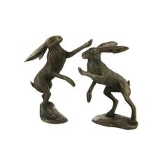 Boxing Hares Max & Molly Bronze Resin Sculpture