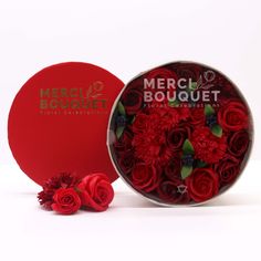 Merci Bouquet Round Classic Red Roses Soap Flower Gift Box alternative