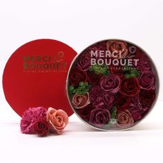 Merci Bouquet Round Vintage Roses Soap Flower Gift Box alternative