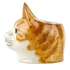 Quail Ceramics Ginger &amp; White Squash Face Cat Egg Cup alternative