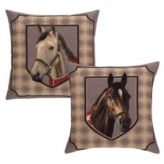 Hines of Oxford Pair of Horse Tapestry Cushions