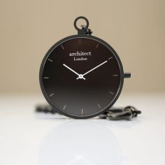 Modern Pocket Watch – Black Finish, Modern Personalised Text Engraving alternative