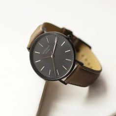 Minimalist Watch – Urban Grey Strap, Personalised Engraving