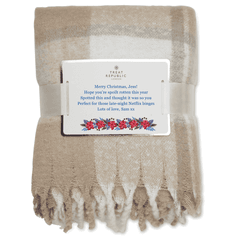 Personalised Natural Chequered Mohair Feel Blanket alternative