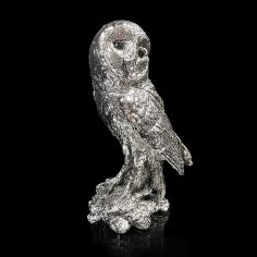 Richard Cooper Twilight - Barn Owl Nickel Sculpture