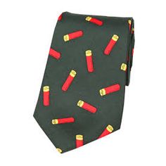 Soprano Shotgun Cartridges On Dark Green Ground Country Silk Tie