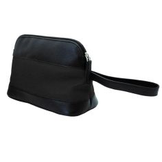 Men's Black Leather Washbag