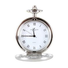 Silver Brushed Quartz Full Hunter Pocket Watch