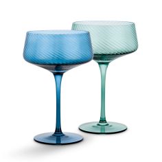 Twist Champagne Coupe Glasses - Set of 2 Blue/Green alternative