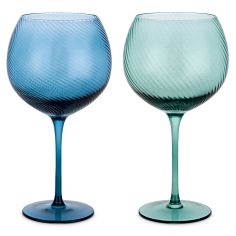 Twist Gin Glasses - Set of 2 Blue/Green