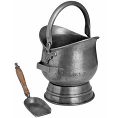 Antique Pewter Coal Bucket with Shovel alternative