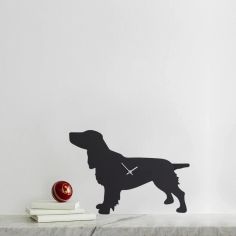 Black Spaniel Dog Wagging Tail Wall Clock