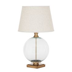 Lunel Glass Orb Table Lamp With Edged Linen Shade alternative