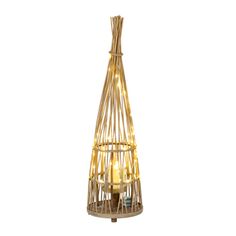 Medium Conical Wicker Lantern With Glass Holder & LED Lights alternative