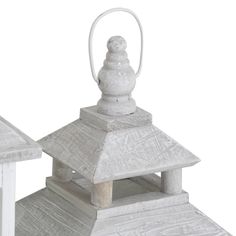 Set Of 3 White Window Style Lanterns With Open Top alternative