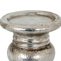 Silver Punch Faced Ceramic Large Candle Holder alternative