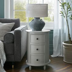 The Camden Collection 3 Drawer Round Side Table
