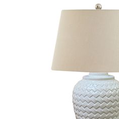 Woven Ceramic Table Lamp With Linen Shade alternative