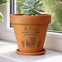 Personalised Highland Cow Terracotta Plant Pot alternative