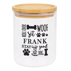 Personalised Glass Dog Treat Jar with Bamboo Lid
