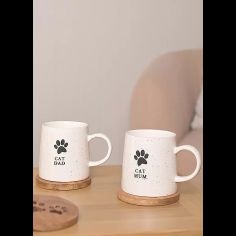 Pair Best of Breed Paw Prints Cat Dad &amp; Cat Mum Mugs