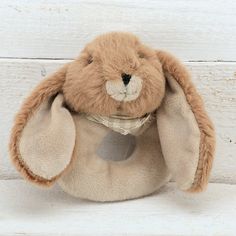 Jomanda Bunny Baby Rattle in Brown Plush