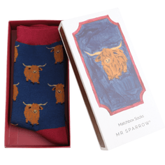 Mr Sparrow Men's Highland Herd Matchbox Socks