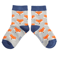 Sparrow Baby Fox Faces Socks - Silver alternative