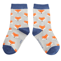 Sparrow Baby Fox Faces Socks - Silver