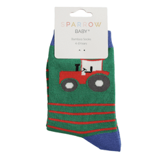 Sparrow Baby Tractor &amp; Stripes Socks - Green alternative