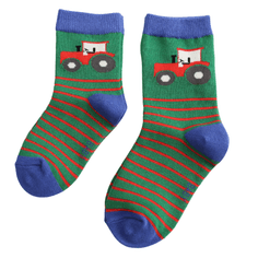 Sparrow Baby Tractor &amp; Stripes Socks - Green alternative