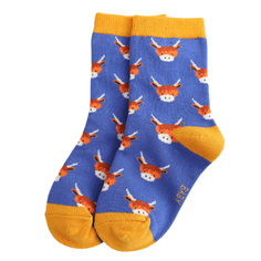 Sparrow Baby Highland Cow Socks - Royal Blue