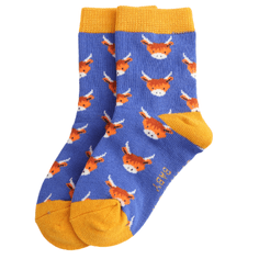 Sparrow Baby Highland Cow Socks - Royal Blue alternative