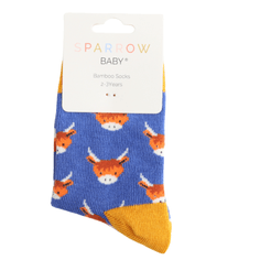 Sparrow Baby Highland Cow Socks - Royal Blue alternative