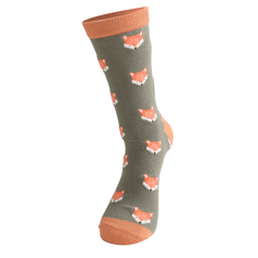 Mr Sparrow Men's Fox Faces Socks - Olive alternative