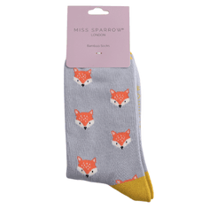 Miss Sparrow Ladies Fox Faces Socks - Powder Blue alternative