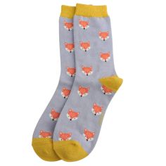 Miss Sparrow Ladies Fox Faces Socks - Powder Blue