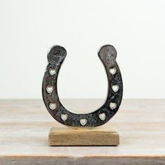 Wooden Base Horseshoe Ornament